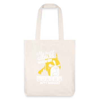 My Heart Giggles When My Boxers Butt Wiggles - Stanley/Stella Heavyweight Recycled Tote Bag - natural white - Front