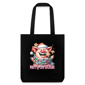 Sweet Pig with Christmas Müte Merry Christmas - Stanley/Stella Heavyweight Recycled Tote Bag - black - Front