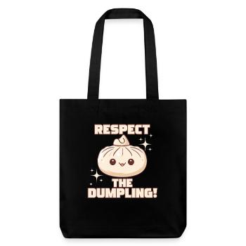 Respect The Dumpling Niedlicher Cartoon Dumpling - Stanley/Stella recycelter Heavyweight Stoffbeutel - Schwarz - Vorne