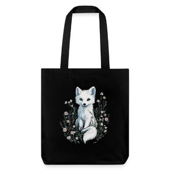 Eleganter Weißer Fuchs in Blumenwiese Gemälde - Stanley/Stella recycelter Heavyweight Stoffbeutel - Schwarz - Vorne