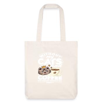 Sans le cœur de mes chats et de mes amateurs de café - Tote bag épais recyclé Stanley/Stella - blanc cassé - Devant