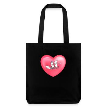 Niedlicher Winter Schlittenfahren Herz Ballon Cute - Stanley/Stella recycelter Heavyweight Stoffbeutel - Schwarz - Vorne