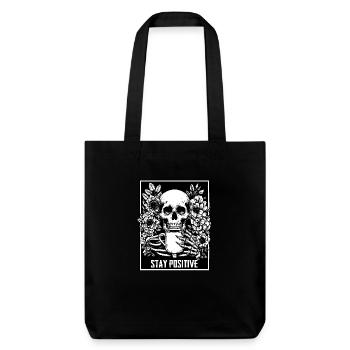 Stay Positive Coffee Lover Vintage Skeleton Sarcas - Stanley/Stella recycelter Heavyweight Stoffbeutel - Schwarz - Vorne