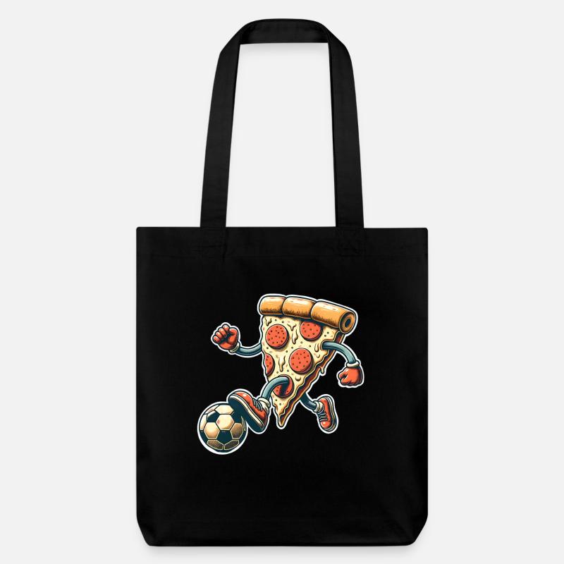 Fußball Pizza - Stanley/Stella recycelter Heavyweight Stoffbeutel - Schwarz