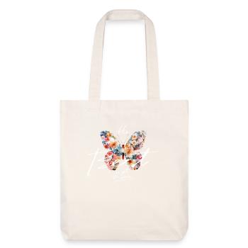Inspirational Floral Butterfly Quote - Stanley/Stella Heavyweight Recycled Tote Bag - natural white - Front