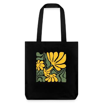 Abstrakte gelbe und grüne Blumenkunst - Stanley/Stella recycelter Heavyweight Stoffbeutel - Schwarz - Vorne
