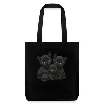 Yeux bleus Trois chats - Tote bag épais recyclé Stanley/Stella - noir - Devant