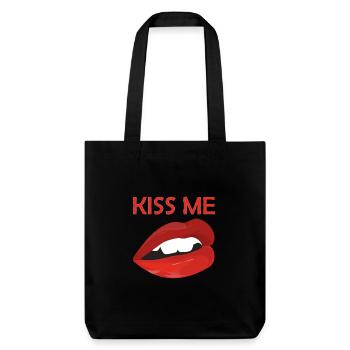 Kiss me Kussmund - Stanley/Stella recycelter Heavyweight Stoffbeutel - Schwarz - Vorne