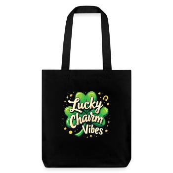 Lucky Charm Vibes Glücksklee Glück positive - Stanley/Stella recycelter Heavyweight Stoffbeutel - Schwarz - Vorne