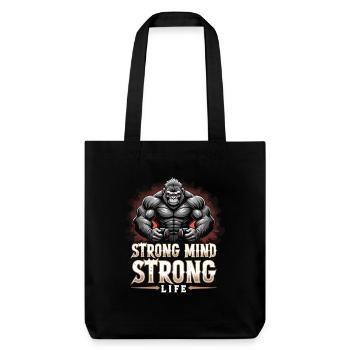 Strong Mind Strong Life Fitness Sportler Gym - Stanley/Stella recycelter Heavyweight Stoffbeutel - Schwarz - Vorne