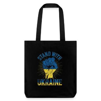 Unterstützung der Ukraine - Stanley/Stella recycelter Heavyweight Stoffbeutel - Schwarz - Vorne