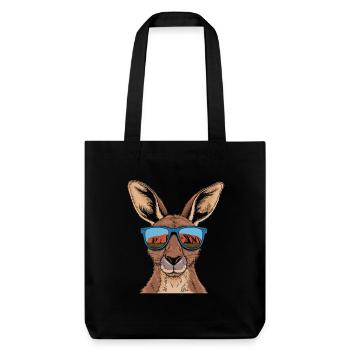Cooler Känguru Mit Sonnenbrille Vor Australischer - Stanley/Stella recycelter Heavyweight Stoffbeutel - Schwarz - Vorne