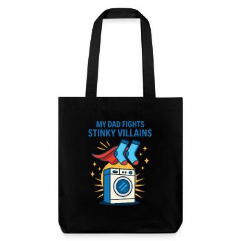 Mon père se bat contre les chaussettes malodorantes pour la fête des pères - Tote bag épais recyclé Stanley/Stella - noir - Devant