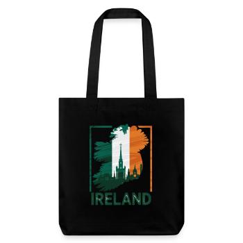 Irlandkarte Mit Skyline Und Irischer Flagge - Stanley/Stella recycelter Heavyweight Stoffbeutel - Schwarz - Vorne