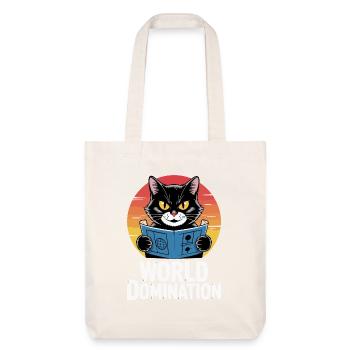 Weltherrschaft – Katze mit großen Plänen - Stanley/Stella recycelter Heavyweight Stoffbeutel - Naturweiß - Vorne