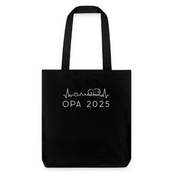 Grand-père 2025 Bébé Heartbeat Pulse annonce la progéniture - Tote bag épais recyclé Stanley/Stella - noir - Devant