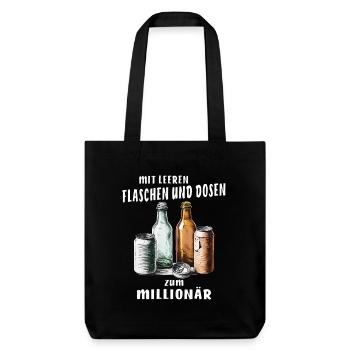 MIT FLASCHEN UND DOSEN ZUM MILLIONÄR - Stanley/Stella recycelter Heavyweight Stoffbeutel - Schwarz - Vorne
