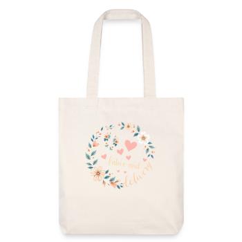 Lustige Arbeit und Entbindung Krankenschwester Damen Retro Blumen - Stanley/Stella recycelter Heavyweight Stoffbeutel - Naturweiß - Vorne