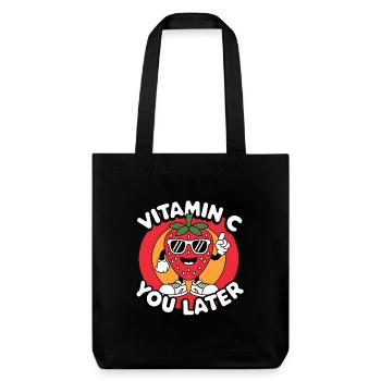 Vitamine C Fruit Drôle de Fraise - Tote bag épais recyclé Stanley/Stella - noir - Devant