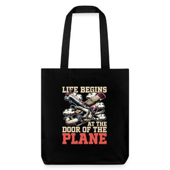 Skydiving Life Begins At The Door Paragliding - Stanley/Stella recycelter Heavyweight Stoffbeutel - Schwarz - Vorne