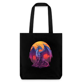 Blauer Drache Sonnenuntergang - Stanley/Stella recycelter Heavyweight Stoffbeutel - Schwarz - Vorne