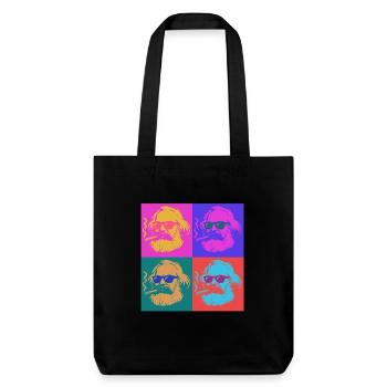 Karl Marx - cool mit Zigarre - Warhol Stil - Stanley/Stella recycelter Heavyweight Stoffbeutel - Schwarz - Vorne