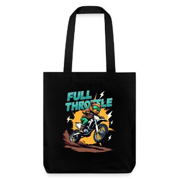 Full Throttle Bear Motocross Motorcycle - Stanley/Stella Heavyweight Recycled Tote Bag - black - Front