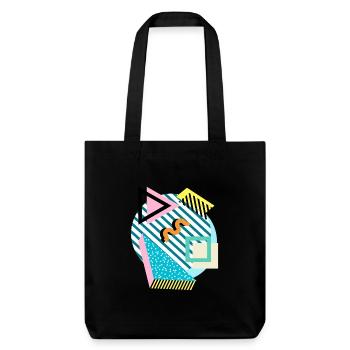 Memphis Mix – Retro Shapes & Farben - Stanley/Stella recycelter Heavyweight Stoffbeutel - Schwarz - Vorne