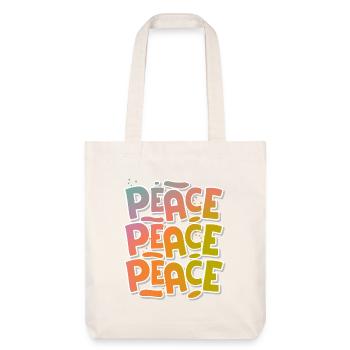 Peace Frieden - Stanley/Stella recycelter Heavyweight Stoffbeutel - Naturweiß - Vorne