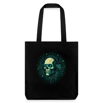 Gamer Skull - TechGaming Totenkopf - Stanley/Stella recycelter Heavyweight Stoffbeutel - Schwarz - Vorne