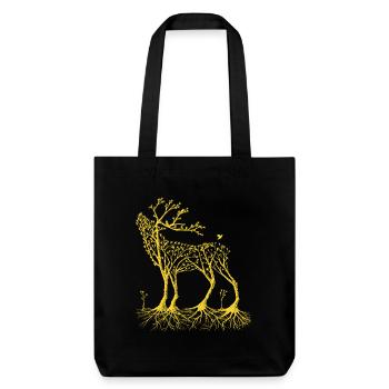 Forest deer in yellow - Stanley/Stella Heavyweight Recycled Tote Bag - black - Front