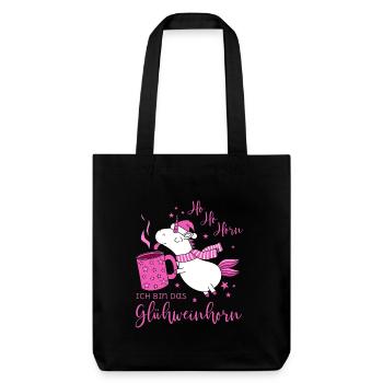 Einhorn Glühweinhorn Ho Ho Horn Spruch Weihnachten - Stanley/Stella recycelter Heavyweight Stoffbeutel - Schwarz - Vorne