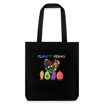 Planète Vegan - Cœur Végétal - Tote bag épais recyclé Stanley/Stella - noir - Devant