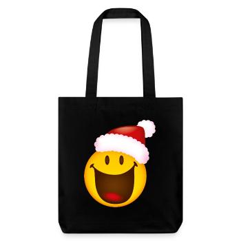 Smiley Glossy Big Happy Christmas - Stanley/Stella recycelter Heavyweight Stoffbeutel - Schwarz - Vorne