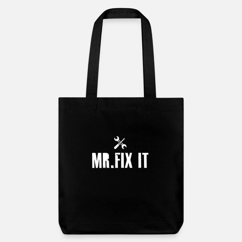 Mr Fix It Geschenk für den Mechaniker - Stanley/Stella recycelter Heavyweight Stoffbeutel - Schwarz
