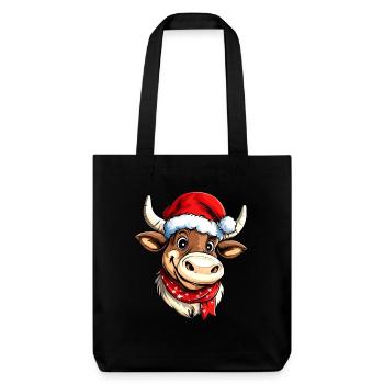 Taureau de Noël - Tote bag épais recyclé Stanley/Stella - noir - Devant