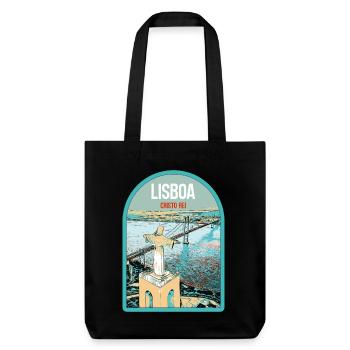 Christ the King Lisbon: View of the 25th of April Bridge over the Tagus River - Stanley/Stella Heavyweight Recycled Tote Bag - black - Front