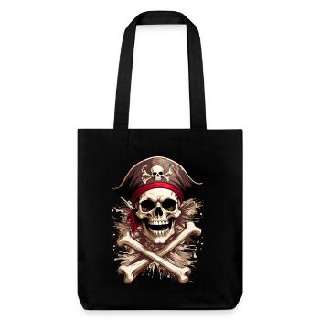 Pirat tête de mort Totenschädel Jolly Roger - Stanley/Stella recycelter Heavyweight Stoffbeutel - Schwarz - Vorne
