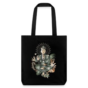 Buddha mit exotischen Blüten & Pflanzen - Stanley/Stella recycelter Heavyweight Stoffbeutel - Schwarz - Vorne
