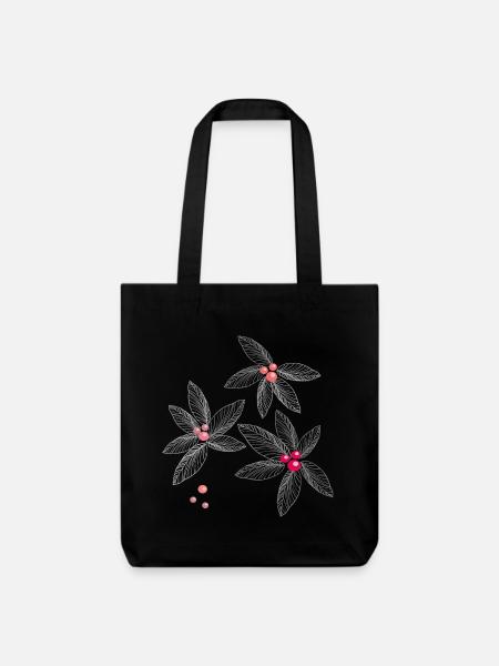 Blüten mit Perlen - Stanley/Stella recycelter Heavyweight Stoffbeutel - Schwarz