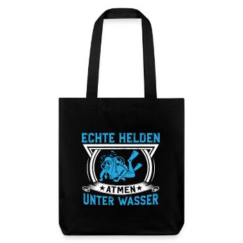 Echte Helden atmen unter Wasser Taucher - Stanley/Stella recycelter Heavyweight Stoffbeutel - Schwarz - Vorne
