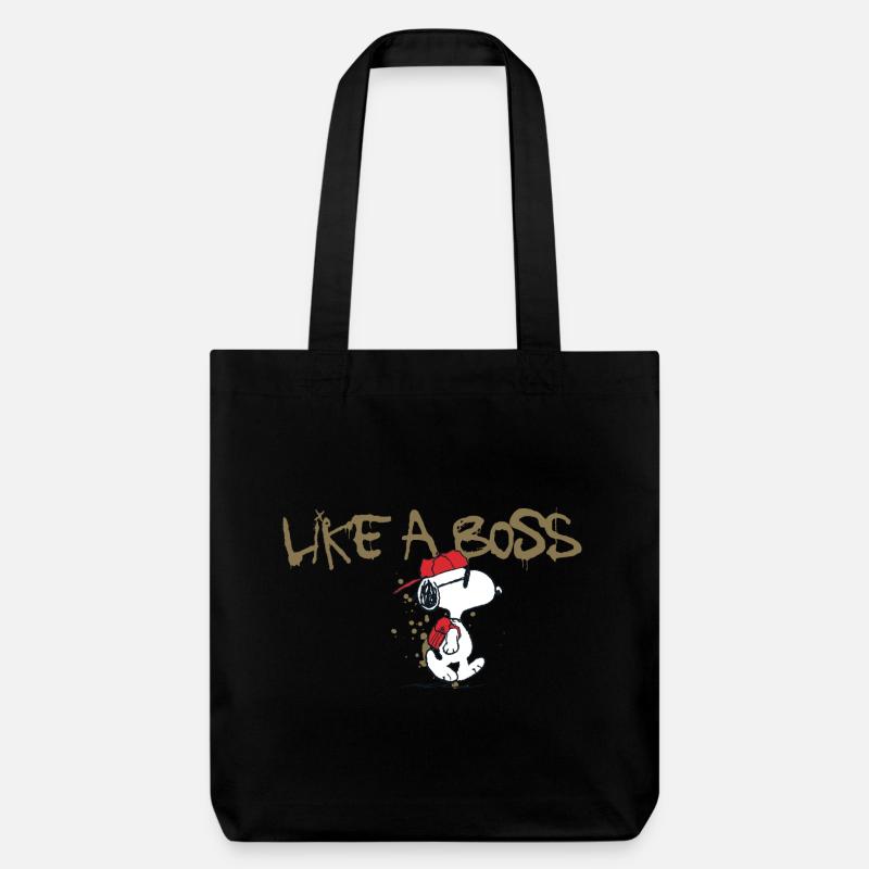 Peanuts Snoopy Like A Boss - Stanley/Stella Heavyweight Recycled Tote Bag - black