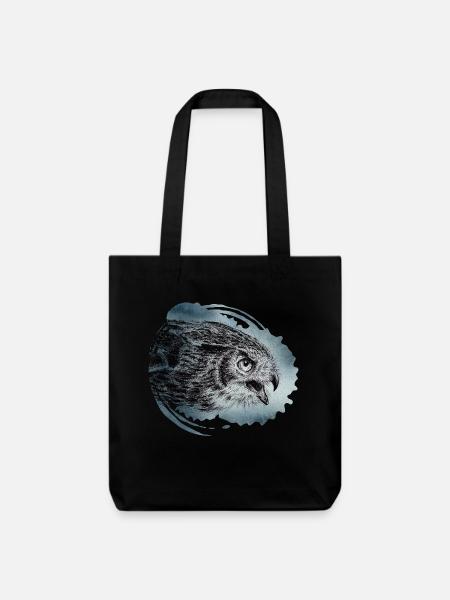 Uhu | eagle-owl - Stanley/Stella recycelter Heavyweight Stoffbeutel - Schwarz