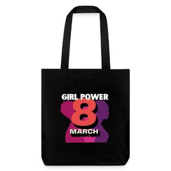 March 8 - Girl power - Stanley/Stella Heavyweight Recycled Tote Bag - black - Front