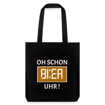 Oh schon BIER Uhr ! - Malle - Mallorca - Party - Stanley/Stella recycelter Heavyweight Stoffbeutel - Schwarz - Vorne