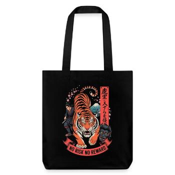 Kein Risiko Keine Belohnung Tiger-Samurai-Design - Stanley/Stella recycelter Heavyweight Stoffbeutel - Schwarz - Vorne