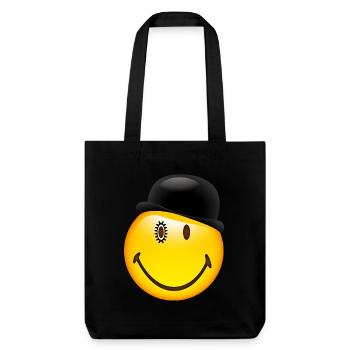 Smiley Glossy Bowler Hat - Stanley/Stella Heavyweight Recycled Tote Bag - black - Front