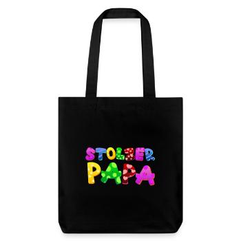 Baby Eltern Kind Geschenk Sprüche Geburt Mama Papa - Stanley/Stella recycelter Heavyweight Stoffbeutel - Schwarz - Vorne