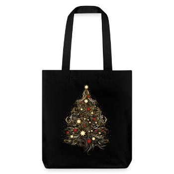 Weihnachtsbaum in Gold - Stanley/Stella recycelter Heavyweight Stoffbeutel - Schwarz - Vorne