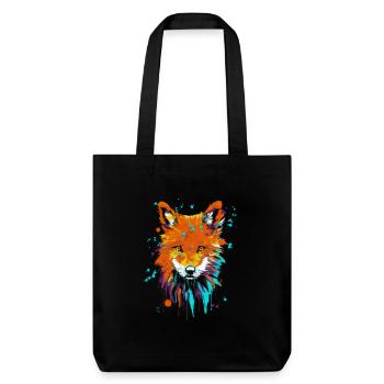 Fox Oil Paint Screen Print - Stanley/Stella Heavyweight Recycled Tote Bag - black - Front